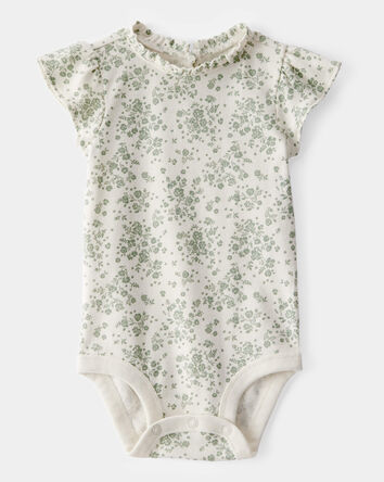 Baby Ribbed Floral Short-Sleeve Bodysuit, 
