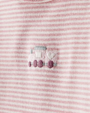 Baby Girl 3-Piece Train Print Long-Sleeve Bodysuit & Pant Set - Pink, 