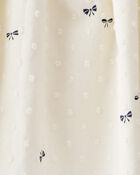 Baby Girl Swiss Dot Bow Print Short-Sleeve Dress - Ivory, image 3 of 4 slides