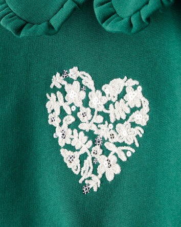Baby Girl Heart Long-Sleeve Pullover Sweatshirt - Green, 