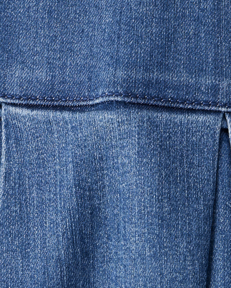 Girls 2-Piece Striped Short-Sleeve Button-Down Tee & Denim Skort Set - Multi, image 6 of 6 slides