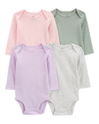 Baby 4-Piece Long-Sleeve Pointelle Bodysuits, image 1 of 7 slides