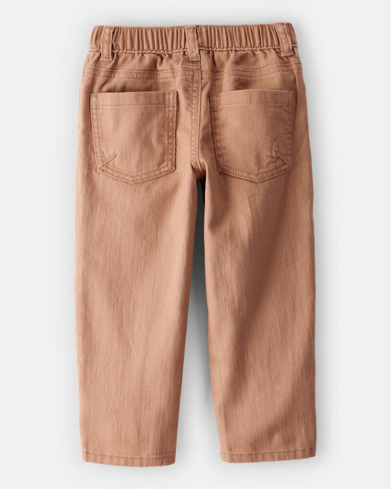 Toddler Boy  Tapered 100% Cotton Twill Pants - Tan, image 2 of 6 slides