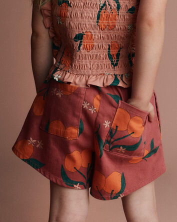 Toddler Girl A-Line Shorts in Clementine Grove Print - Rose, 