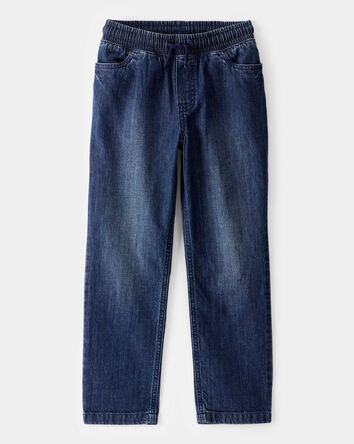 Boys Drawstring Pull-On Denim Jeans - Blue, 