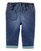 Baby Boy Medium Wash Elastic-Waist Jeans - Blue, image 2 of 5 slides