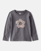 Toddler Girl Flower Long-Sleeve Graphic Tee - Grey, image 1 of 4 slides