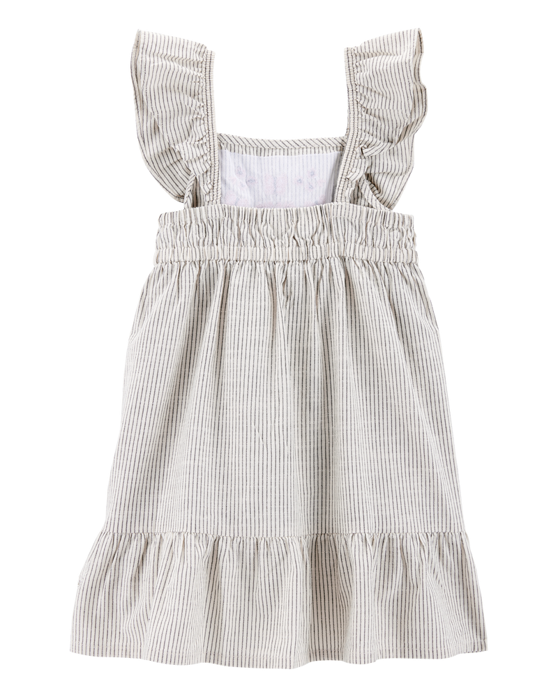 Toddler Girl Striped Flutter-Sleeve Dress - Black, image 2 of 4 slides
