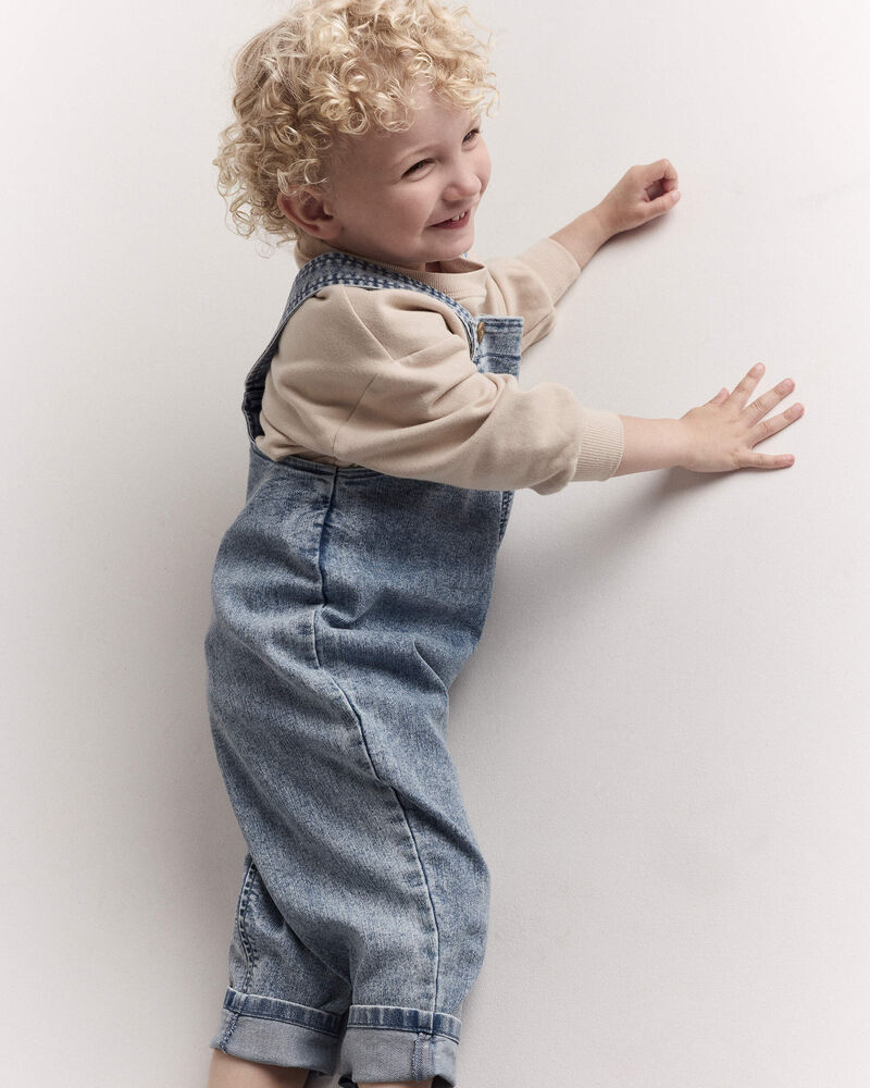 Toddler Avenue Wash Denim Overalls - Blue, image 6 of 7 slides