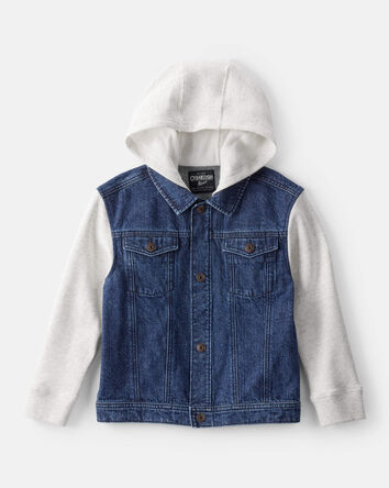 Boys Denim Long-Sleeve Hooded Fashion Jacket - Blue, 