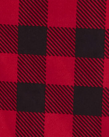 Adult 2-Piece Buffalo Check Fleece Coat Style Pajamas, 