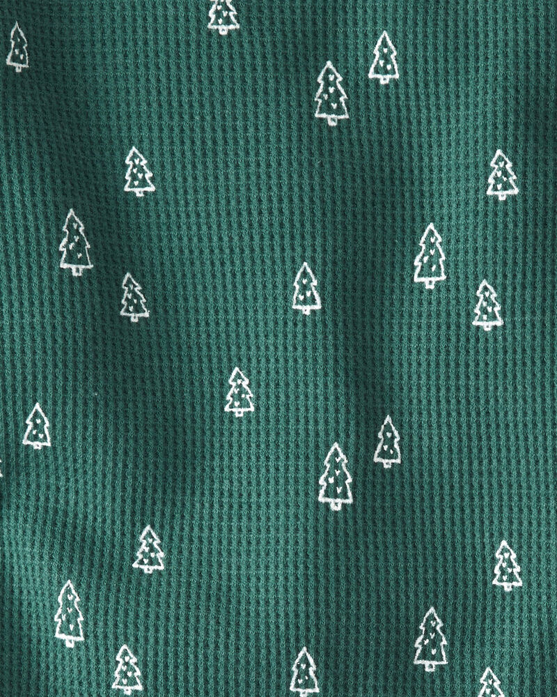 Toddler Christmas Tree Print Waffle Knit Pajamas Made with Organic Cotton, image 4 of 5 slides