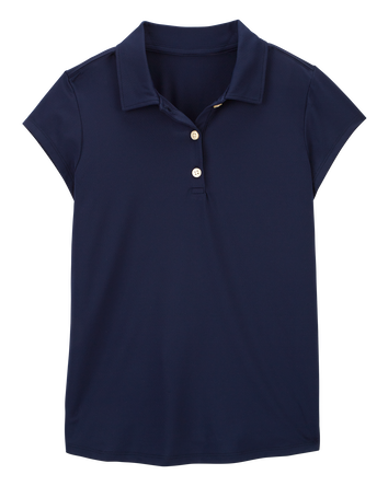 Girls Uniform Polo in Active Mesh - Navy, 