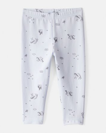 Baby Girl Printed Cotton Pull-On Stretch Leggings - Blue, 