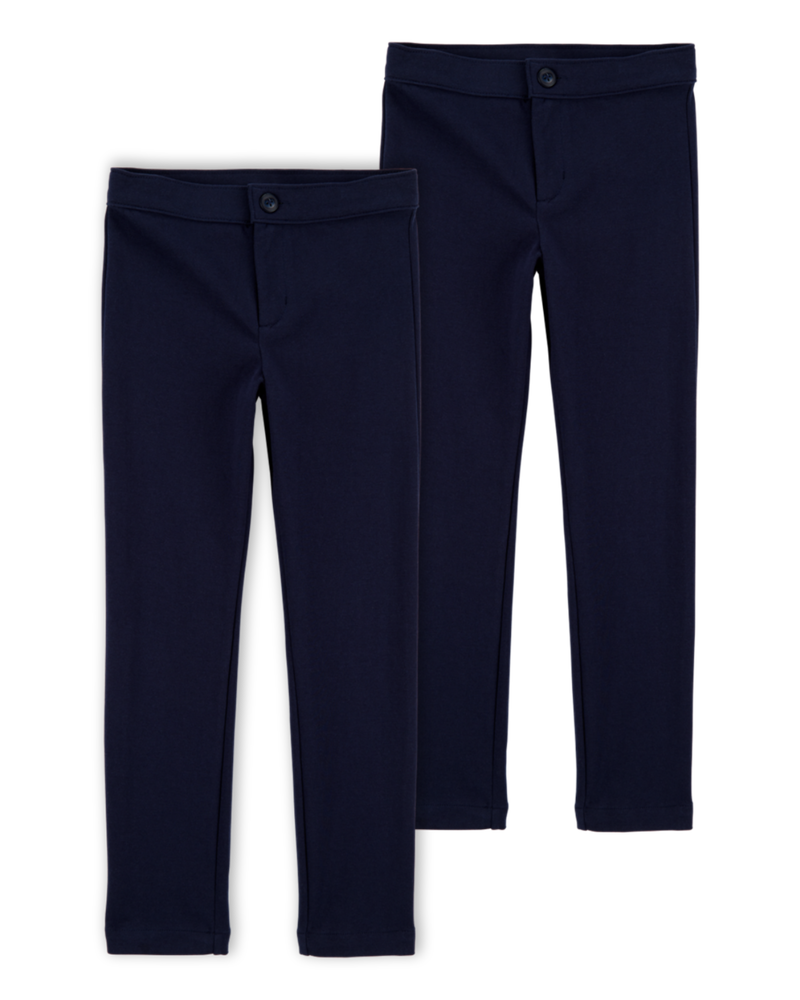 Kid 2-Pack Ponte Knit Uniform Pants - Navy, image 1 of 4 slides