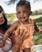Baby Girl 3-Piece Floral  Outfit Set - Orange/White, image 5 of 6 slides