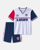 Kids 2-Piece Umbro USA Soccer Jersey & Short Set - Red/White/Blue, image 1 of 11 slides