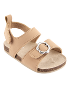 Baby Floral Buckle Faux Cork Sandals - Brown, image 1 of 6 slides
