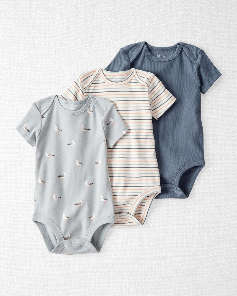 Baby 3-Pack Organic Cotton Rib Bodysuits, image 1 of 6 slides
