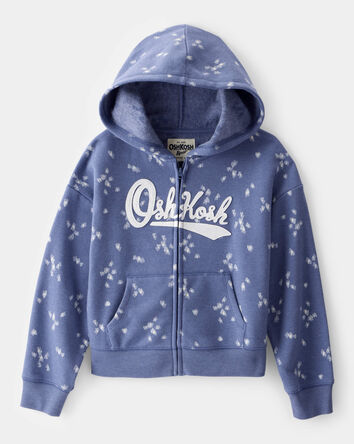 Girls OshKosh Logo Heart Hooded Zip-Up Jacket - Navy, 