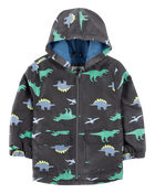 Baby Boy Dinosaur Color Changing Rain Jacket - Grey, image 3 of 6 slides
