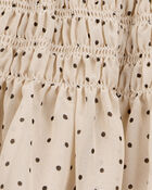 Kid 2-Piece Butterfly Pointelle Tee & Polka Dot Chiffon Skirt Set - Tan/White, image 4 of 5 slides