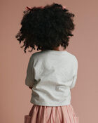 Toddler Girl 'Vibing' High-Low Dolman Tee in Clementine Print - Heather Grey, image 4 of 5 slides