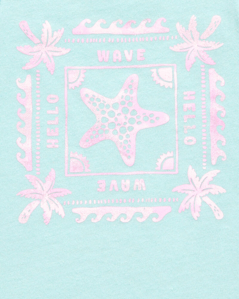Toddler Girl Starfish Muscle Tank - Turquoise, image 2 of 3 slides