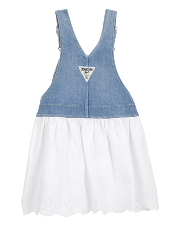 Toddler Stretch Denim Eyelet Jumper Dress, 