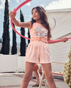 Kid 2-Piece Ruched Textured Tank & Pull-On Smocked Shorts Set - Pink, image 7 of 7 slides