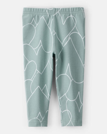 Baby Girl Cotton Heart Stretch Leggings - Green, 