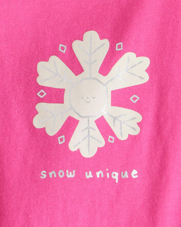 Baby Girl Snowflake Long-Sleeve Graphic Bodysuit - Pink, 