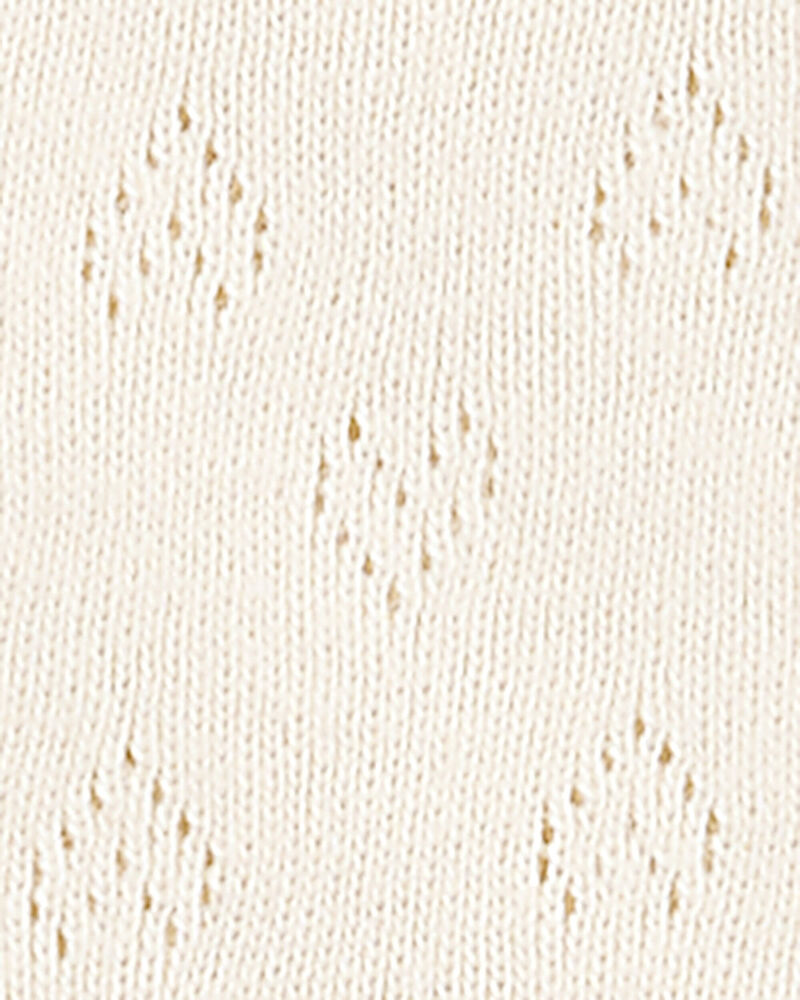 Baby Girl 3-Piece Pointelle Heart Outfit Set - Cream, image 2 of 3 slides