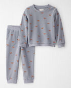 Toddler Organic Cotton Waffle Knit Set in Shadow Fox Print, image 1 of 5 slides