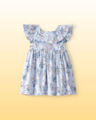Baby Girl Disney&copy; Winnie the Pooh Floral Dress with Ruffle Neckline - Blue, image 1 of 5 slides