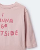 Toddler Girl 'I Wanna Go Outside' Long-Sleeve Relaxed Graphic Tee - Light Pink, image 6 of 6 slides