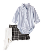 Baby Girl 3-Piece Corduroy Bodysuit, Plaid Skort & Printed Pants Set - Multi, image 1 of 6 slides