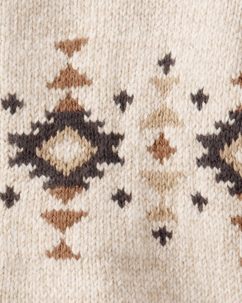 Toddler Boy Southwestern Zip-Up Sweater - Ivory, image 2 of 3 slides