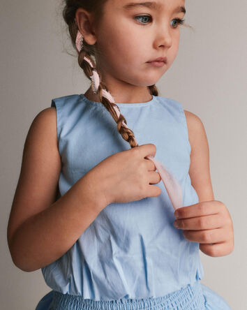 Toddler Girl Bubble Hem Top - Blue, 