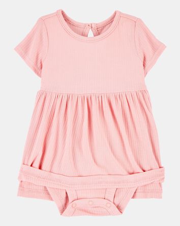 Baby Girl Solid PurelySoft Bodysuit Dress - Pink, 