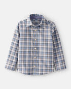 Toddler Boy Plaid Cotton Long-Sleeve Button-Down Shirt - Blue, image 1 of 4 slides