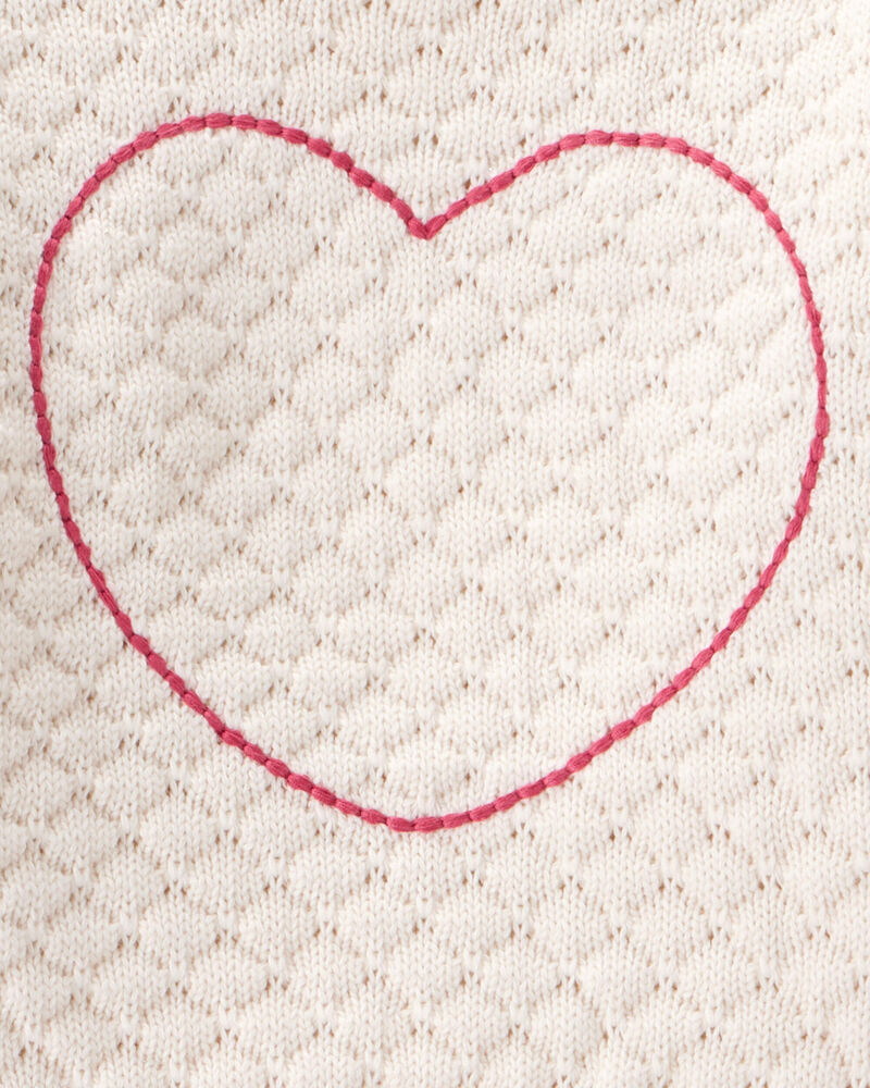 Baby 2-Piece Heart Sweater & Pull-On Pant Set - Ivory/Pink, image 4 of 7 slides