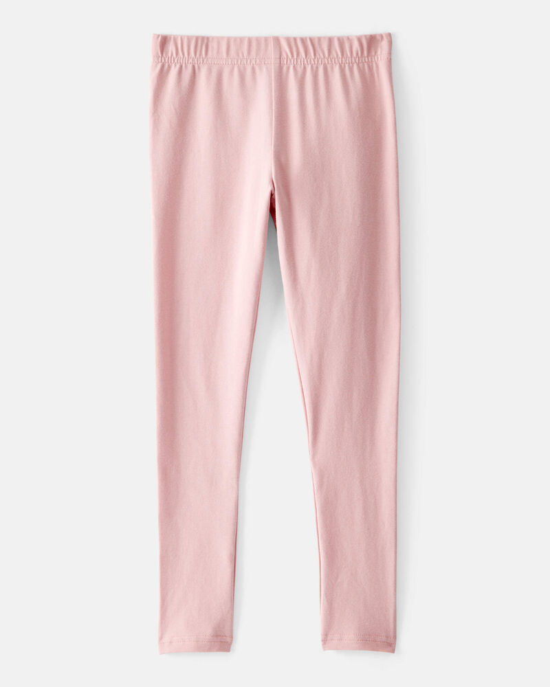 Girls Cotton Pull-On Stretch Leggings - Pink, image 2 of 4 slides