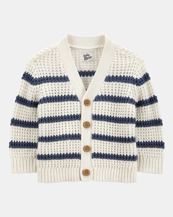 Baby Striped Button-Front Sweater Knit Cardigan - Cream, 