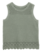 Kid 2-Piece Pointelle Sweater Crochet Knit Tank & Skirt Set - Green
, image 2 of 7 slides