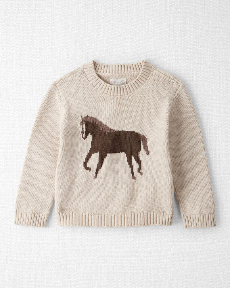 Toddler Organic Cotton Horse Sweater Knit, image 1 of 4 slides