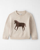 Toddler Organic Cotton Horse Sweater Knit, image 1 of 4 slides