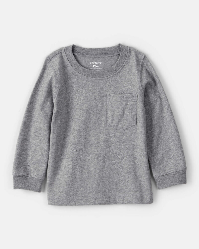 Baby Boy Long-Sleeve Pocket Tee - Grey, image 1 of 3 slides