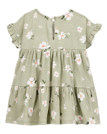 Baby Floral Tiered Dress- Green, 