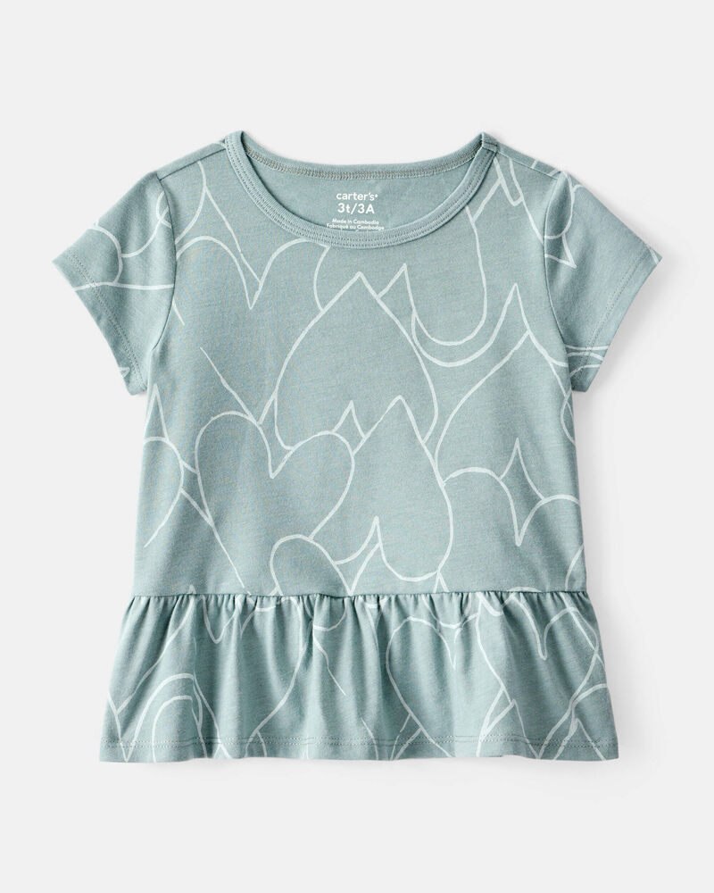 Toddler Girl 2-Piece Heart Print Top & Stretch Leggings Set - Green, image 2 of 8 slides